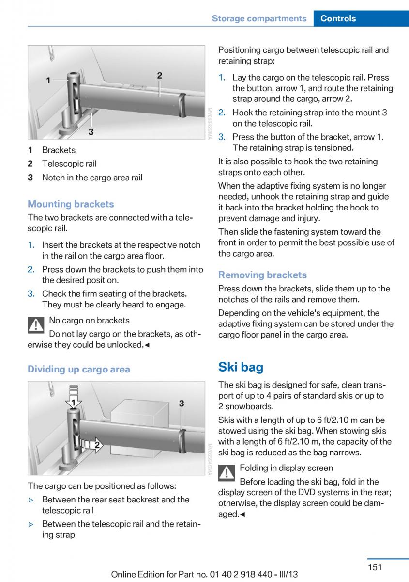 BMW X5 X6 F15 F16 owners manual / page 151