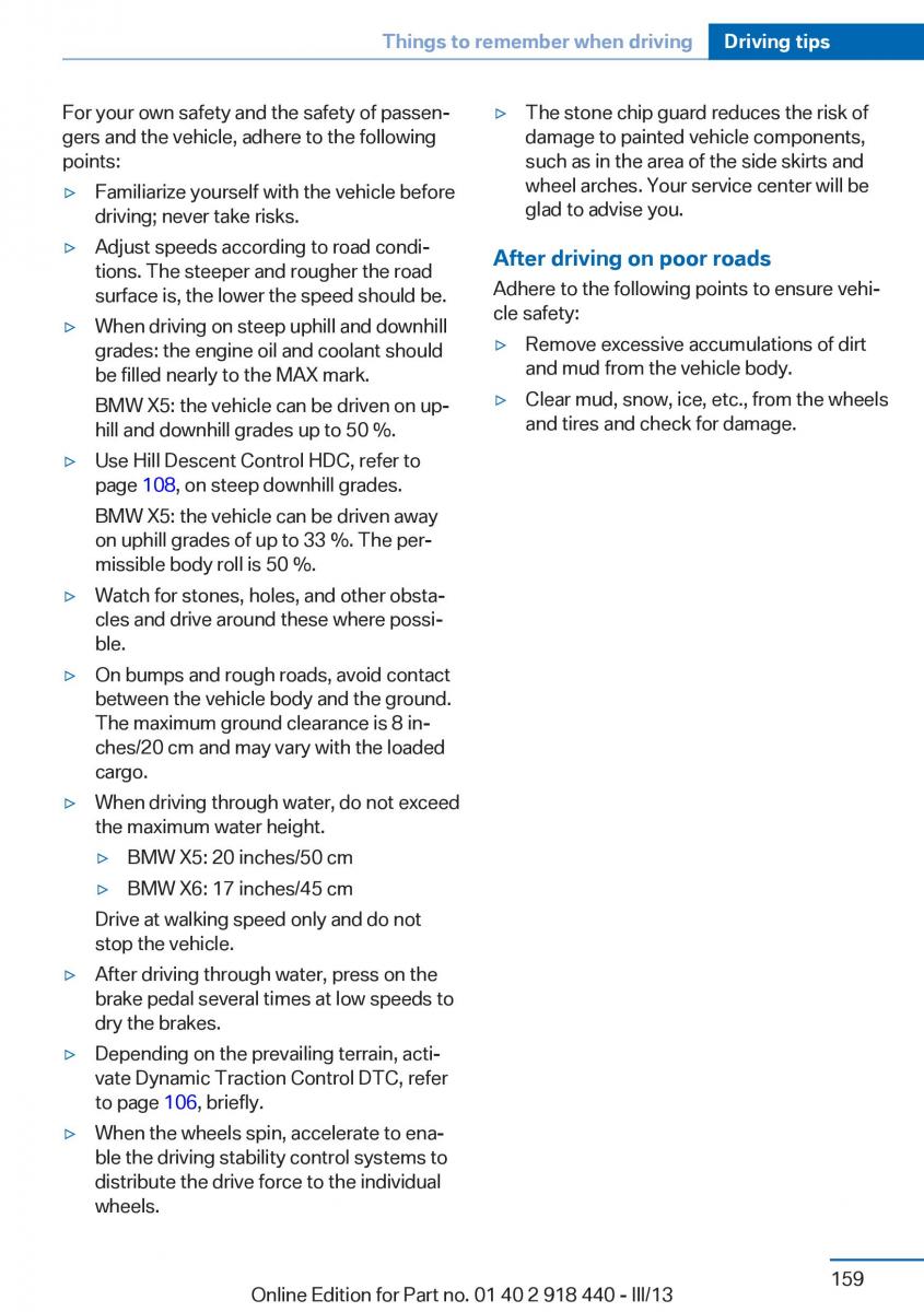 BMW X5 X6 F15 F16 owners manual / page 159