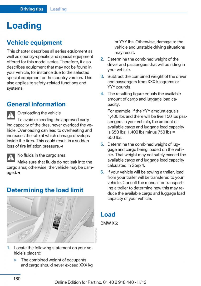 BMW X5 X6 F15 F16 owners manual / page 160