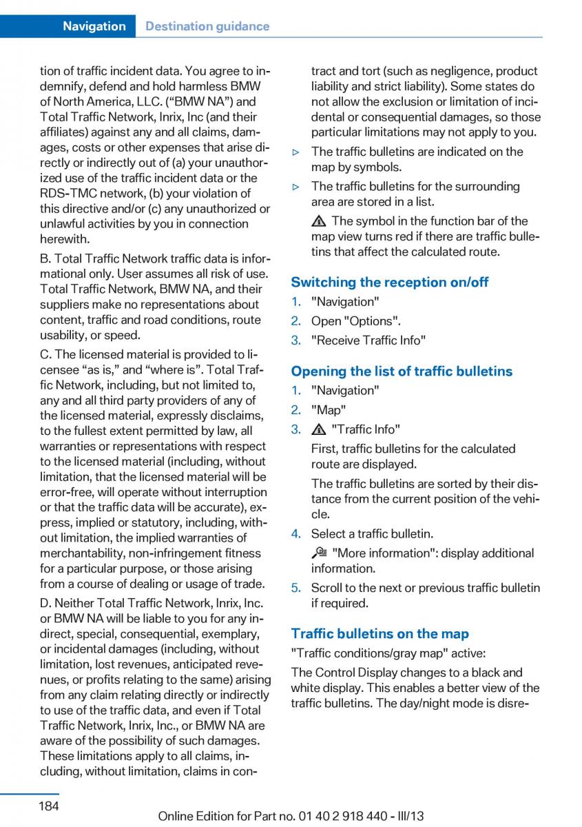 BMW X5 X6 F15 F16 owners manual / page 184