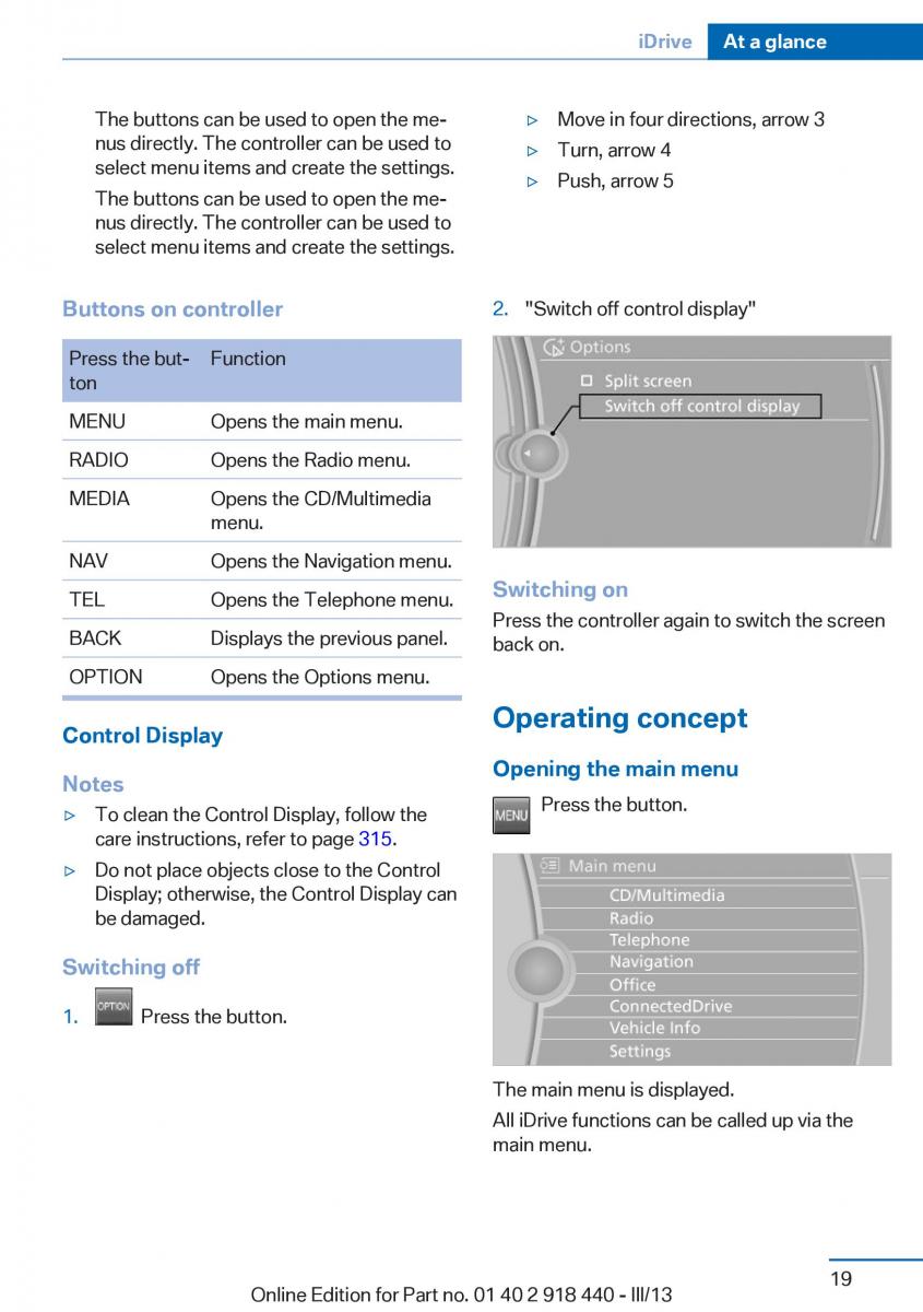 BMW X5 X6 F15 F16 owners manual / page 19