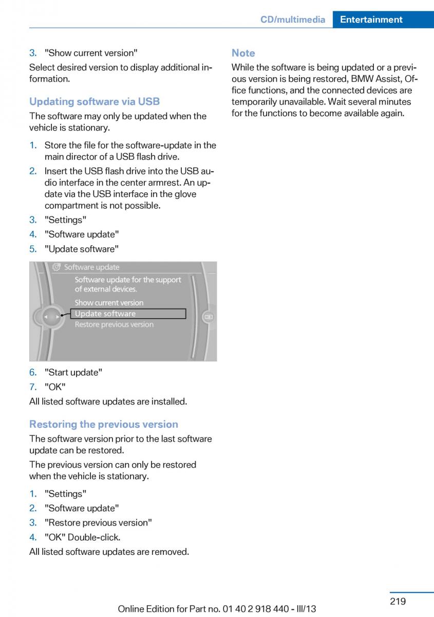 BMW X5 X6 F15 F16 owners manual / page 219