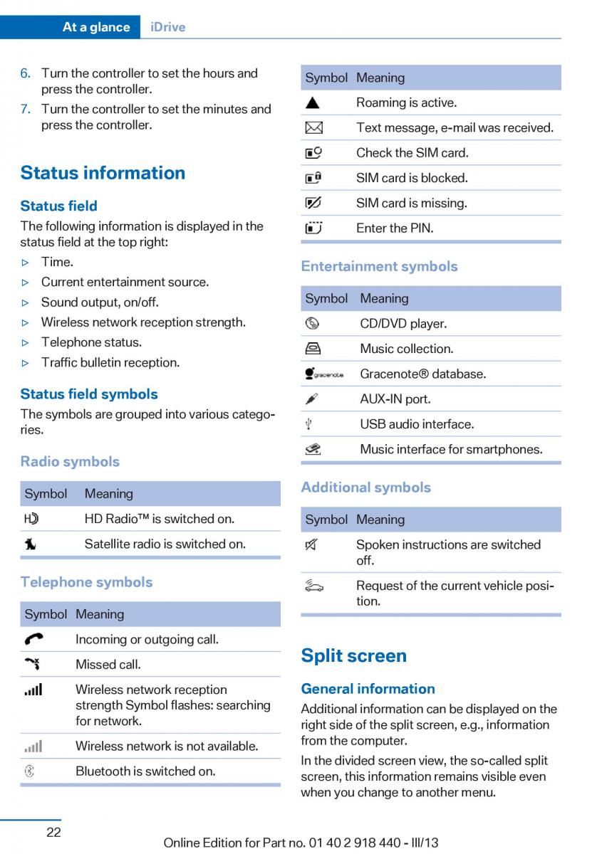 BMW X5 X6 F15 F16 owners manual / page 22