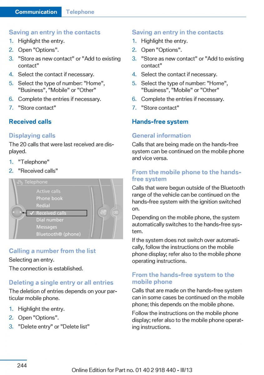 BMW X5 X6 F15 F16 owners manual / page 244