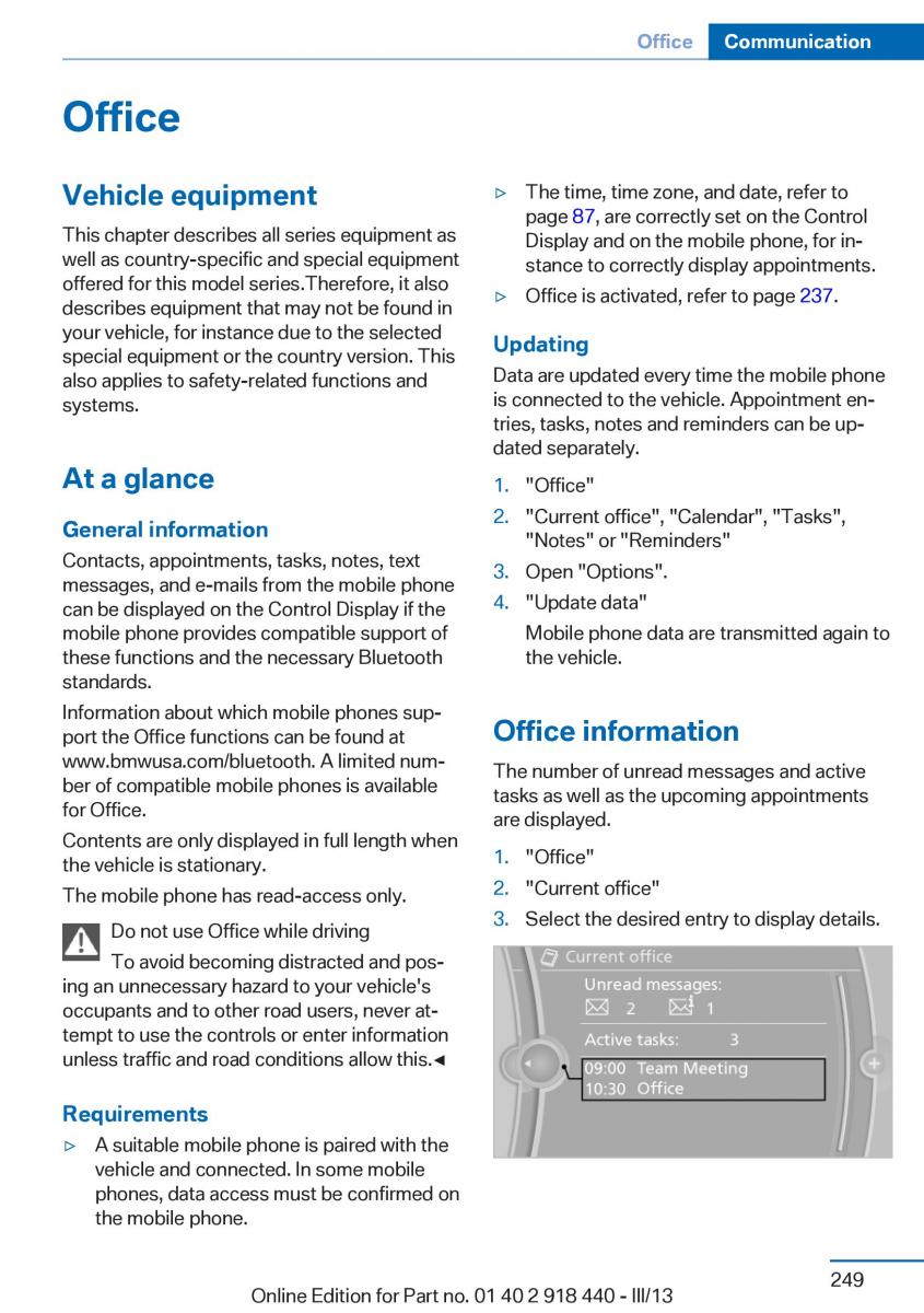 BMW X5 X6 F15 F16 owners manual / page 249