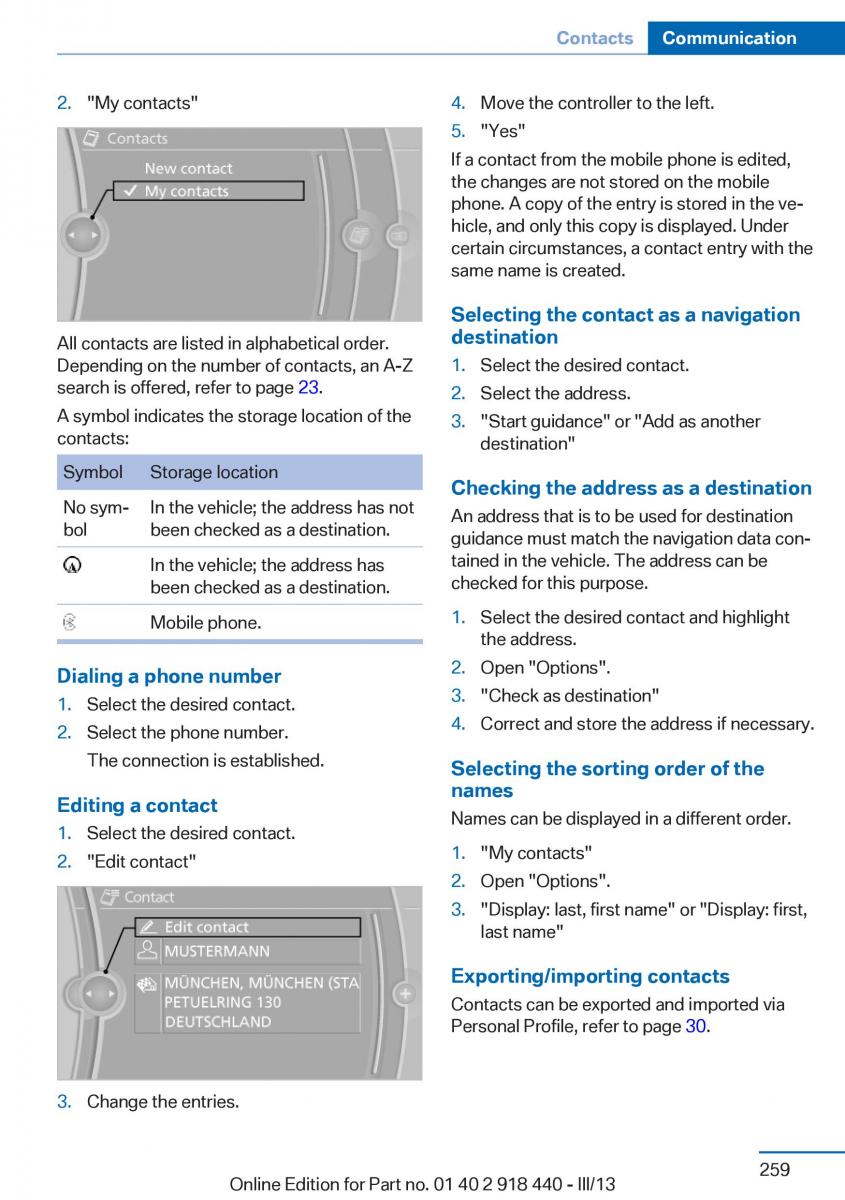 BMW X5 X6 F15 F16 owners manual / page 259