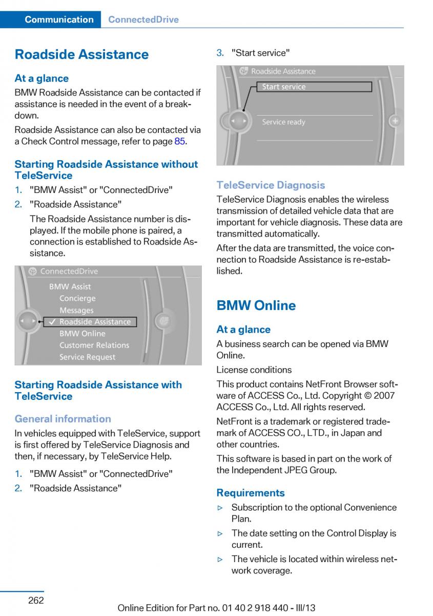 BMW X5 X6 F15 F16 owners manual / page 262