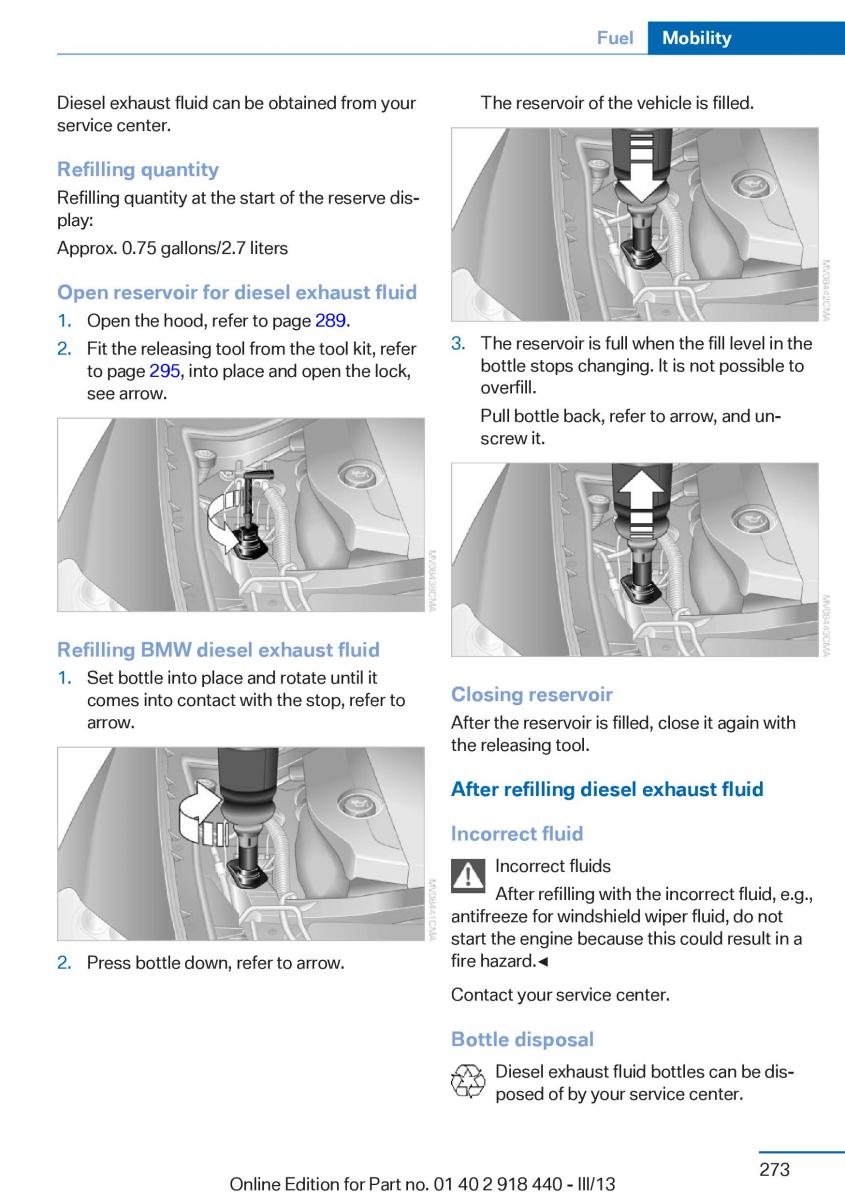 BMW X5 X6 F15 F16 owners manual / page 273