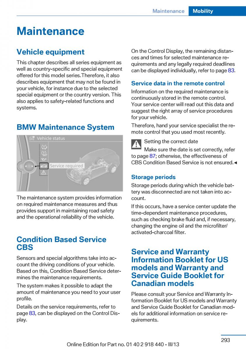 BMW X5 X6 F15 F16 owners manual / page 293