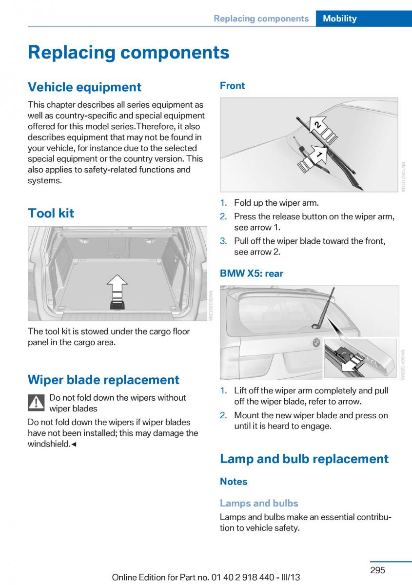 BMW X5 X6 F15 F16 owners manual / page 295