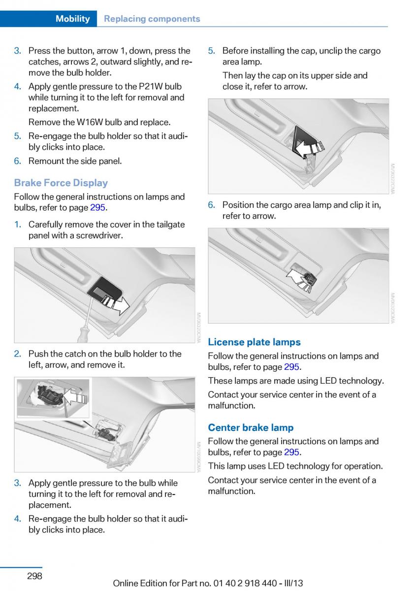 BMW X5 X6 F15 F16 owners manual / page 298