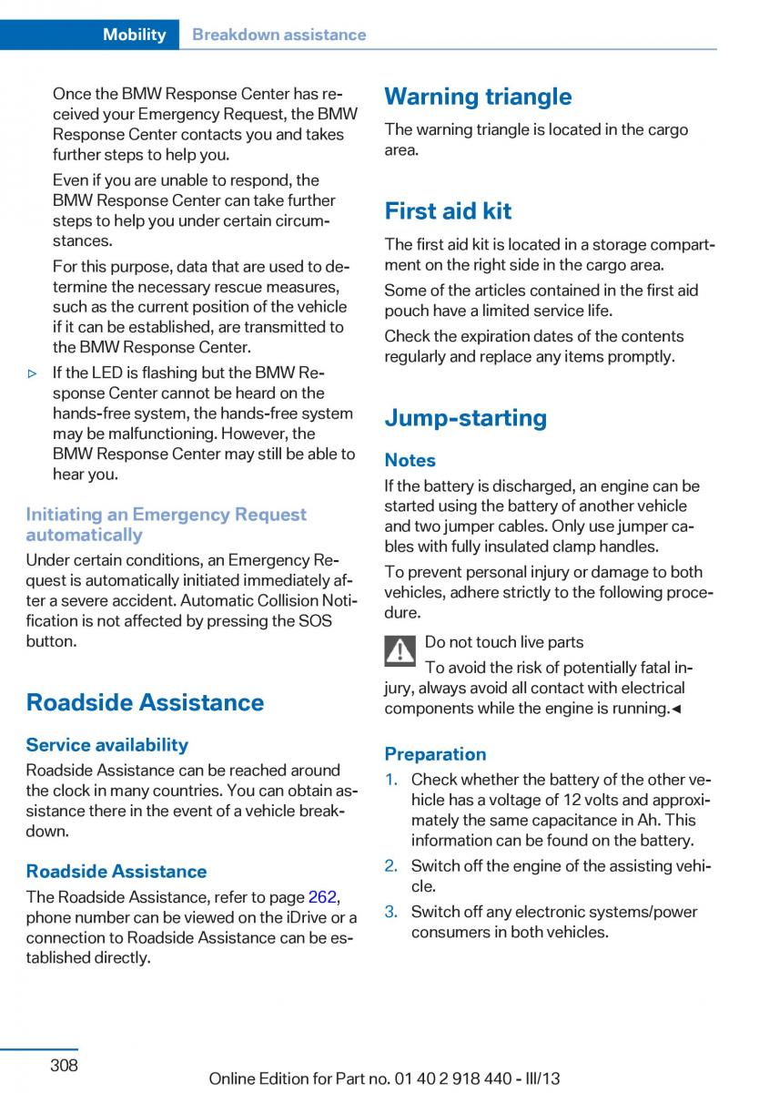 BMW X5 X6 F15 F16 owners manual / page 308