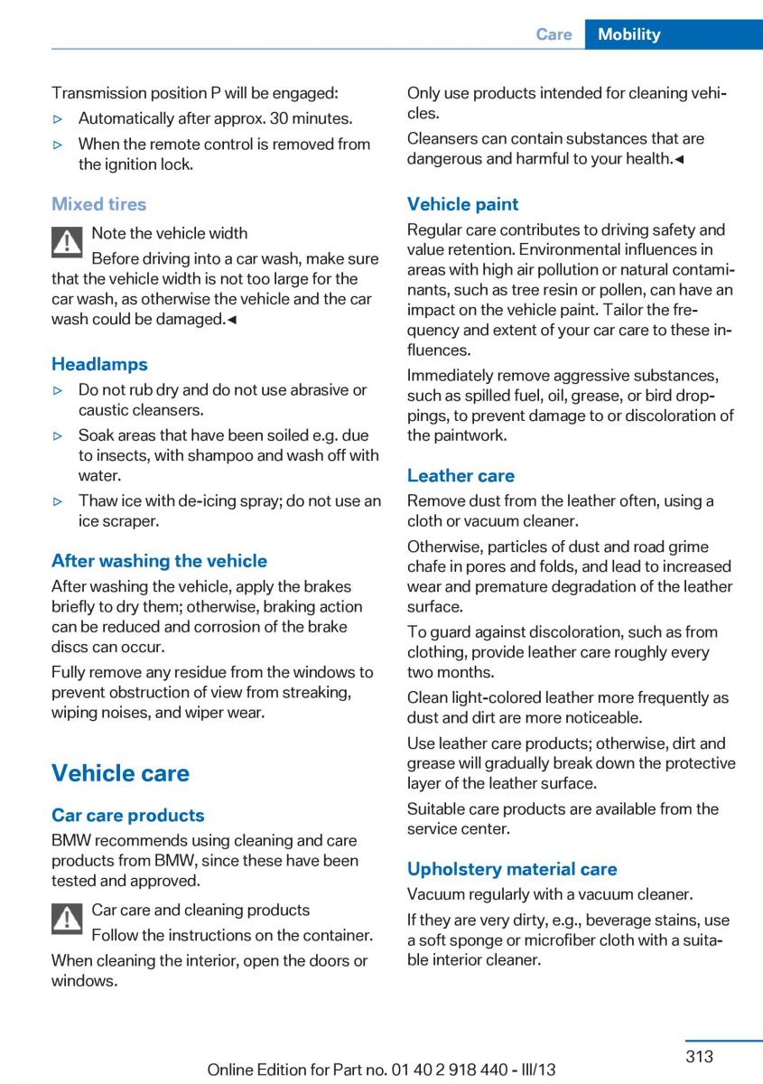 BMW X5 X6 F15 F16 owners manual / page 313