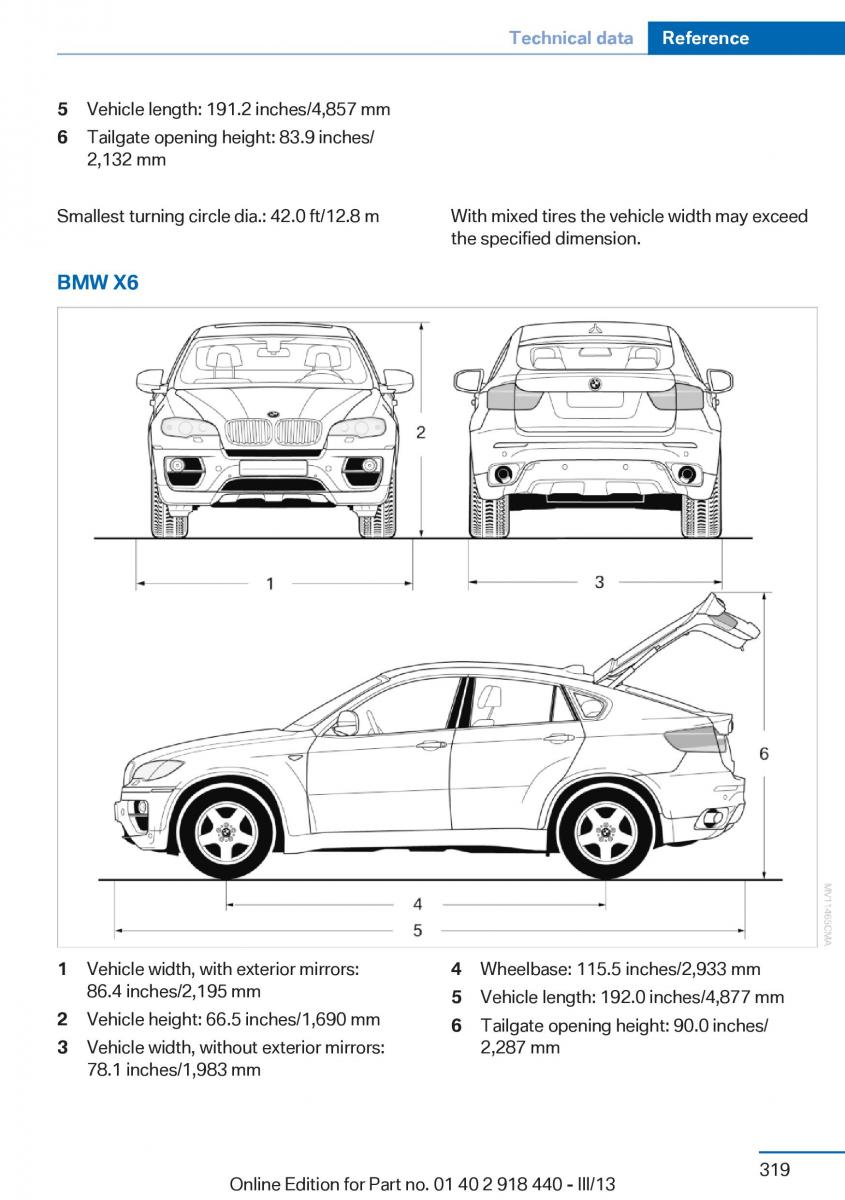 BMW X5 X6 F15 F16 owners manual / page 319