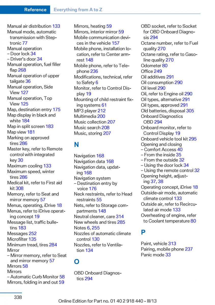 BMW X5 X6 F15 F16 owners manual / page 338