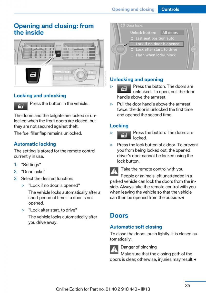 BMW X5 X6 F15 F16 owners manual / page 35