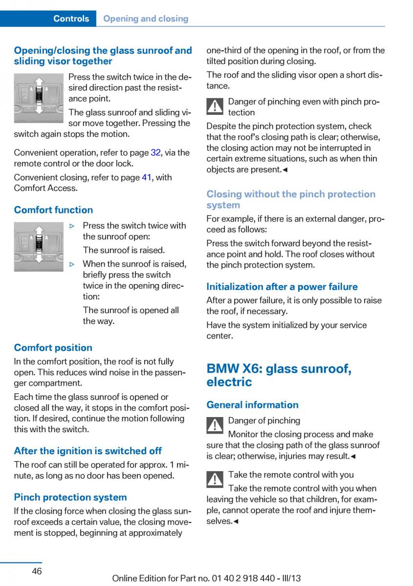 BMW X5 X6 F15 F16 owners manual / page 46