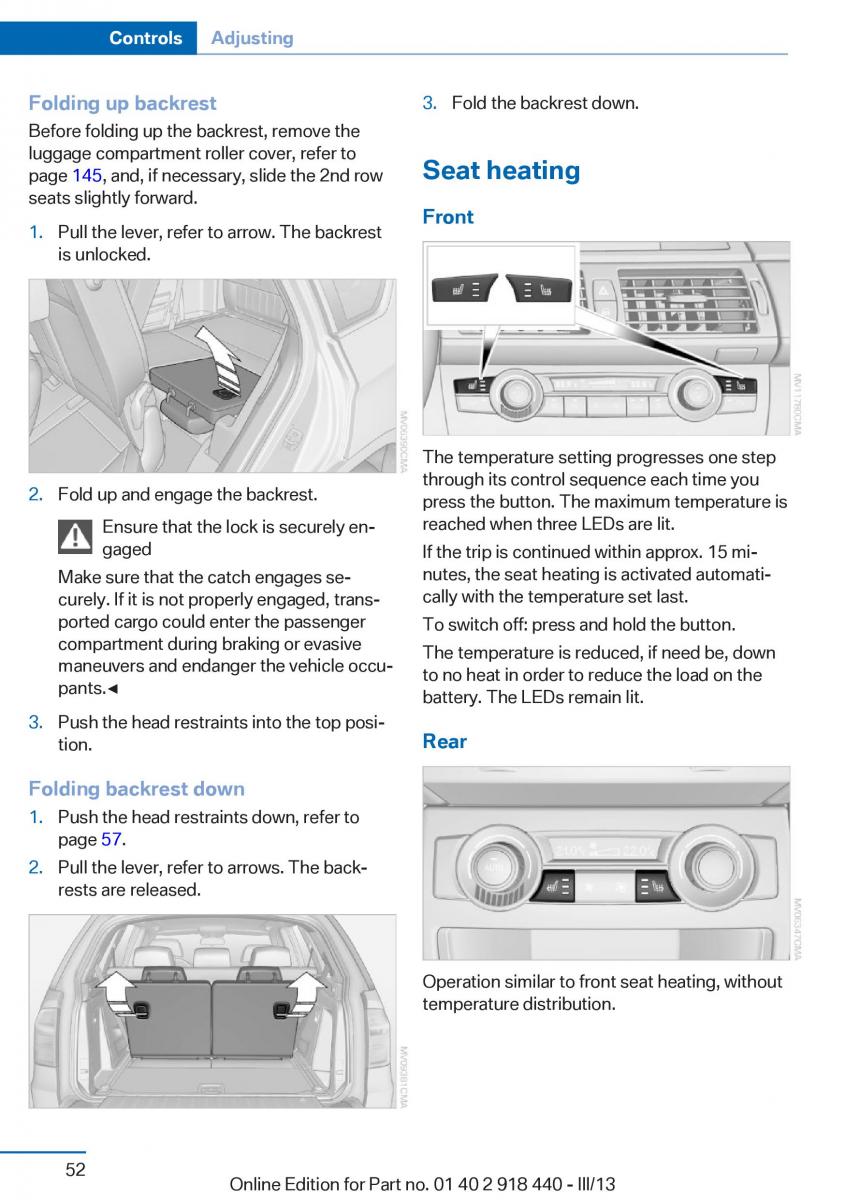 BMW X5 X6 F15 F16 owners manual / page 52