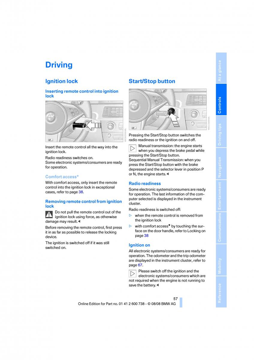 BMW M5 E60 M Power owners manual / page 59