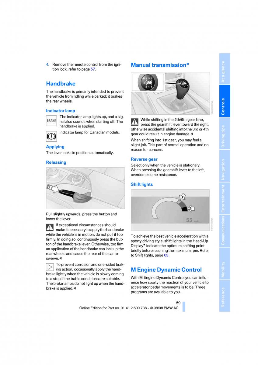 BMW M5 E60 M Power owners manual / page 61