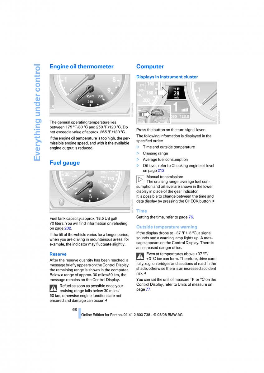 BMW M5 E60 M Power owners manual / page 70