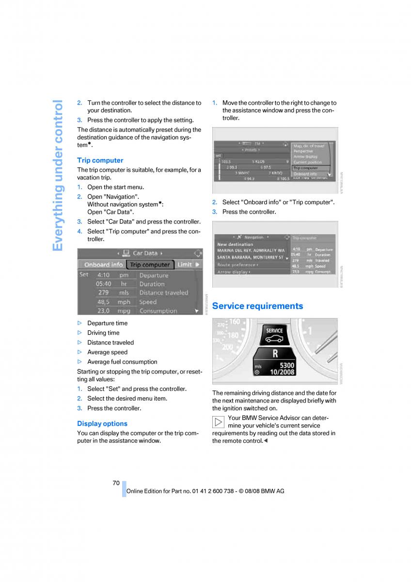 BMW M5 E60 M Power owners manual / page 72