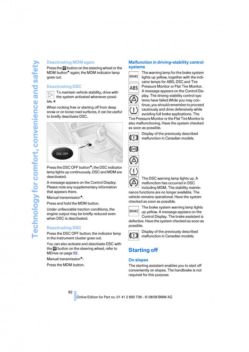 BMW M5 E60 M Power owners manual / page 84