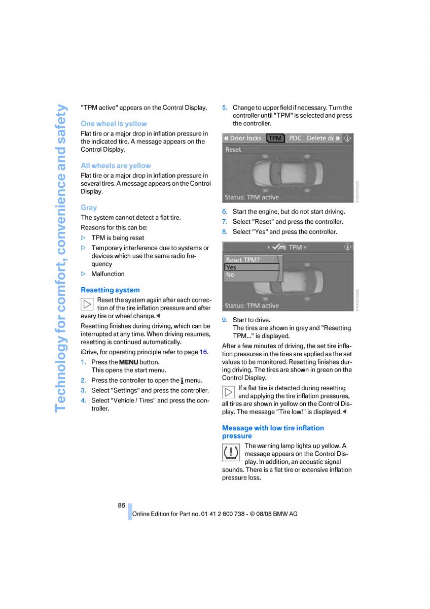 BMW M5 E60 M Power owners manual / page 88