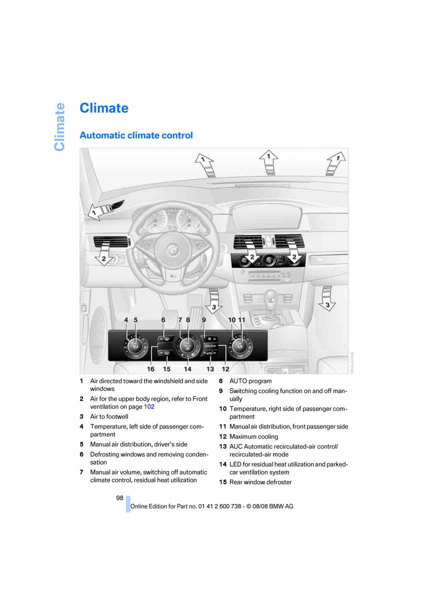 BMW M5 E60 M Power owners manual / page 100