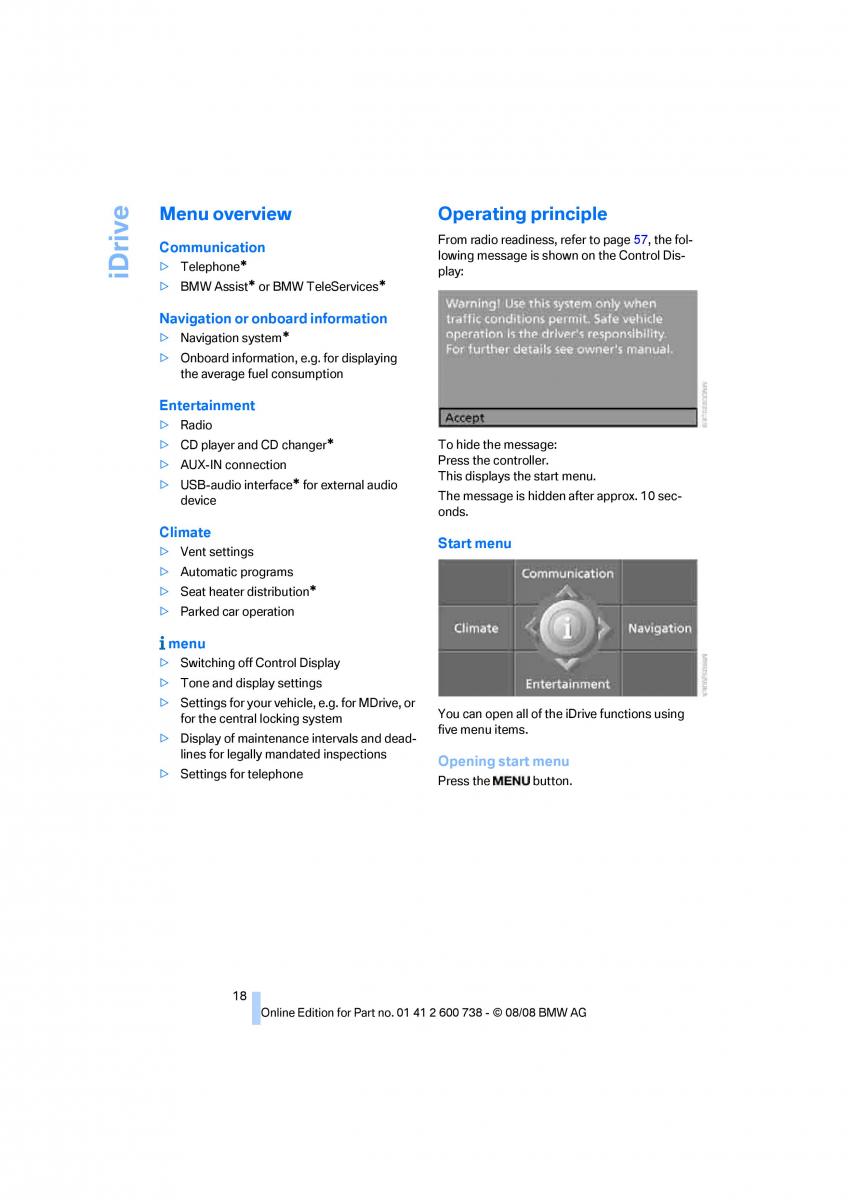 BMW M5 E60 M Power owners manual / page 20