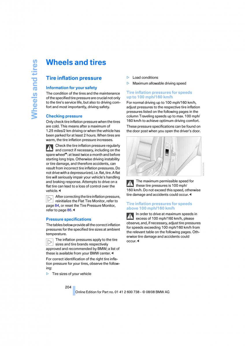 BMW M5 E60 M Power owners manual / page 206