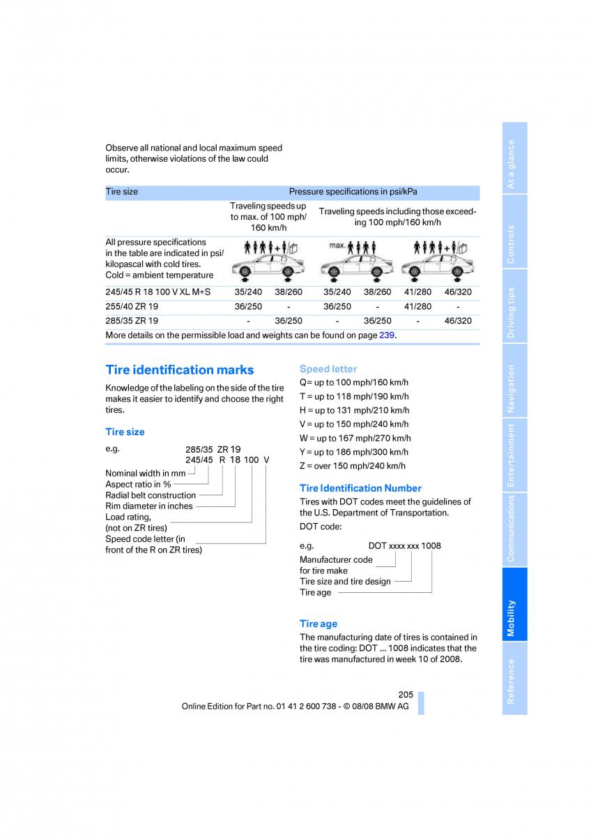 BMW M5 E60 M Power owners manual / page 207