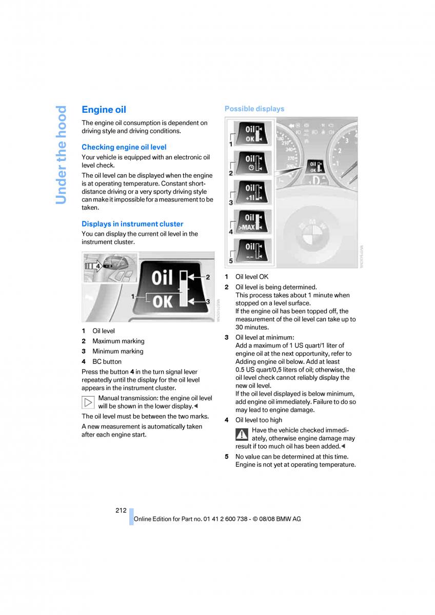 BMW M5 E60 M Power owners manual / page 214