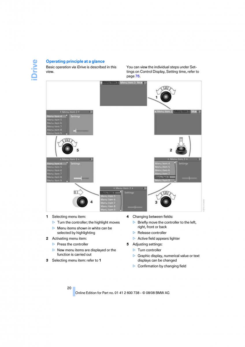 BMW M5 E60 M Power owners manual / page 22