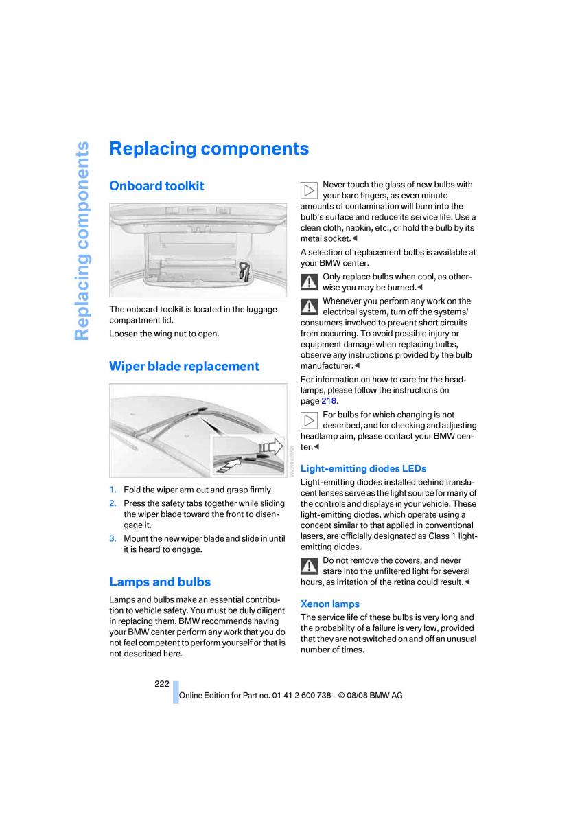 BMW M5 E60 M Power owners manual / page 224