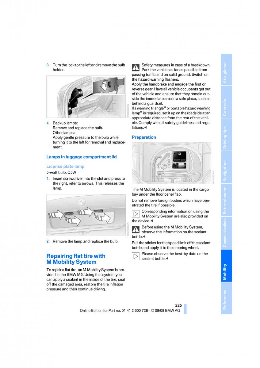 BMW M5 E60 M Power owners manual / page 227