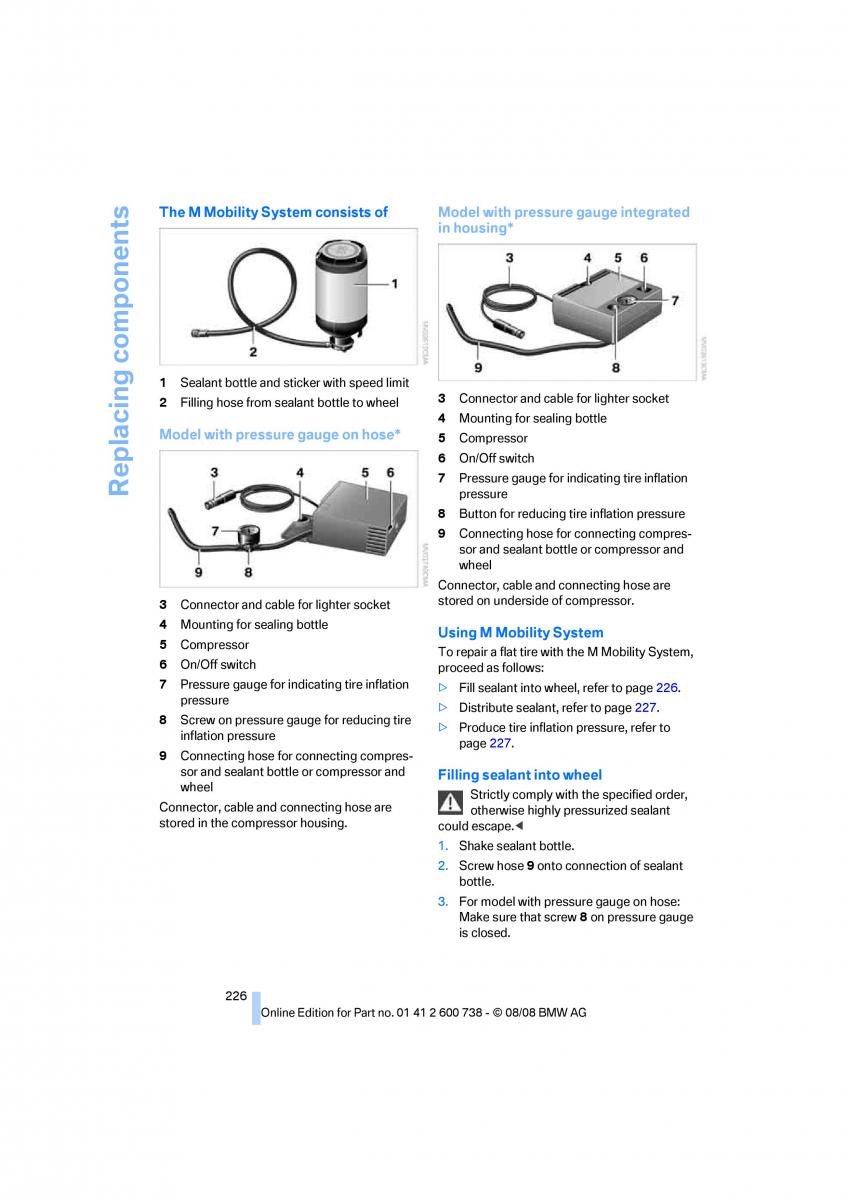 BMW M5 E60 M Power owners manual / page 228