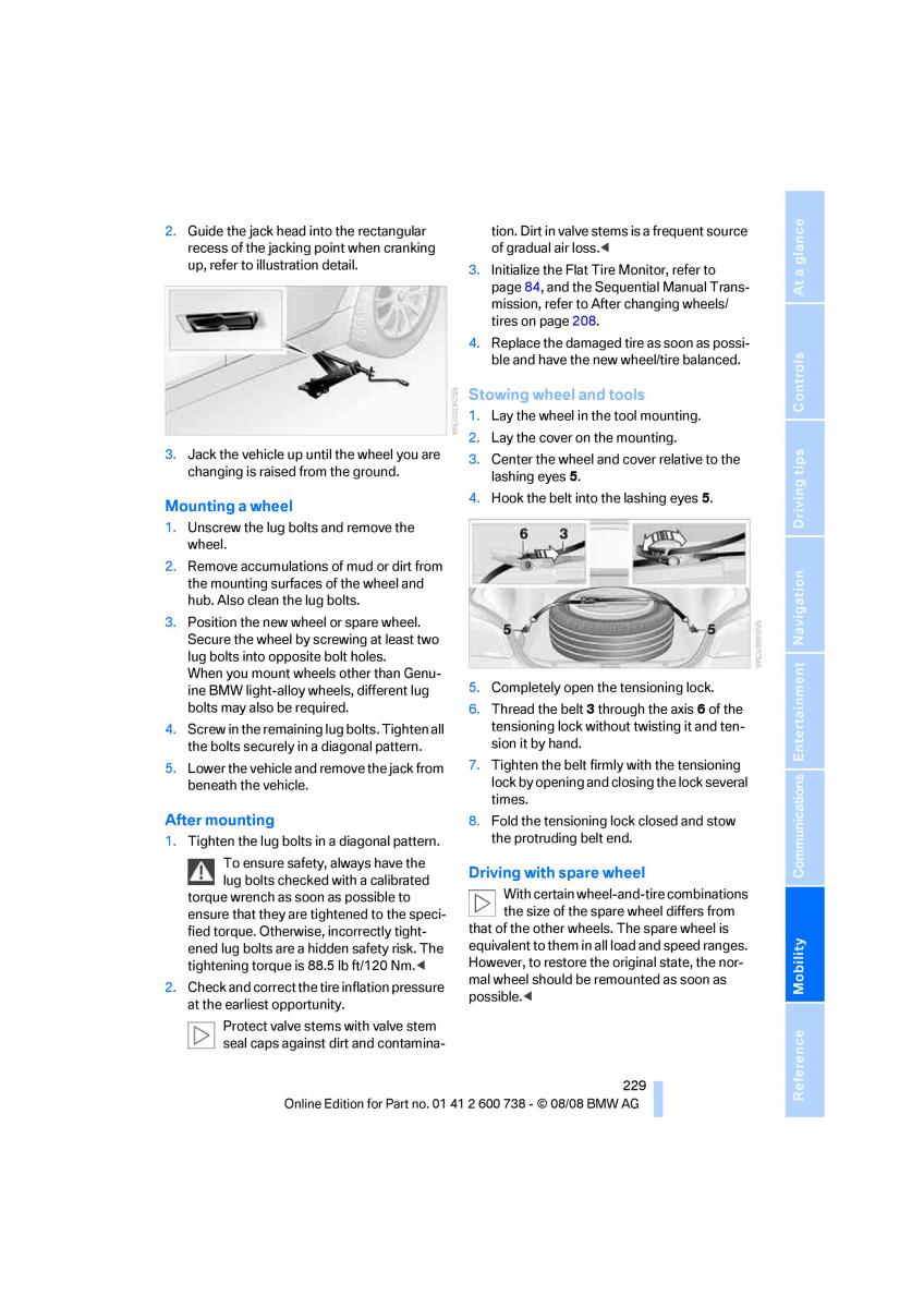 BMW M5 E60 M Power owners manual / page 231