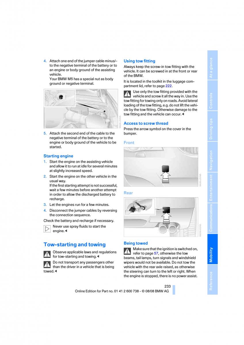 BMW M5 E60 M Power owners manual / page 235