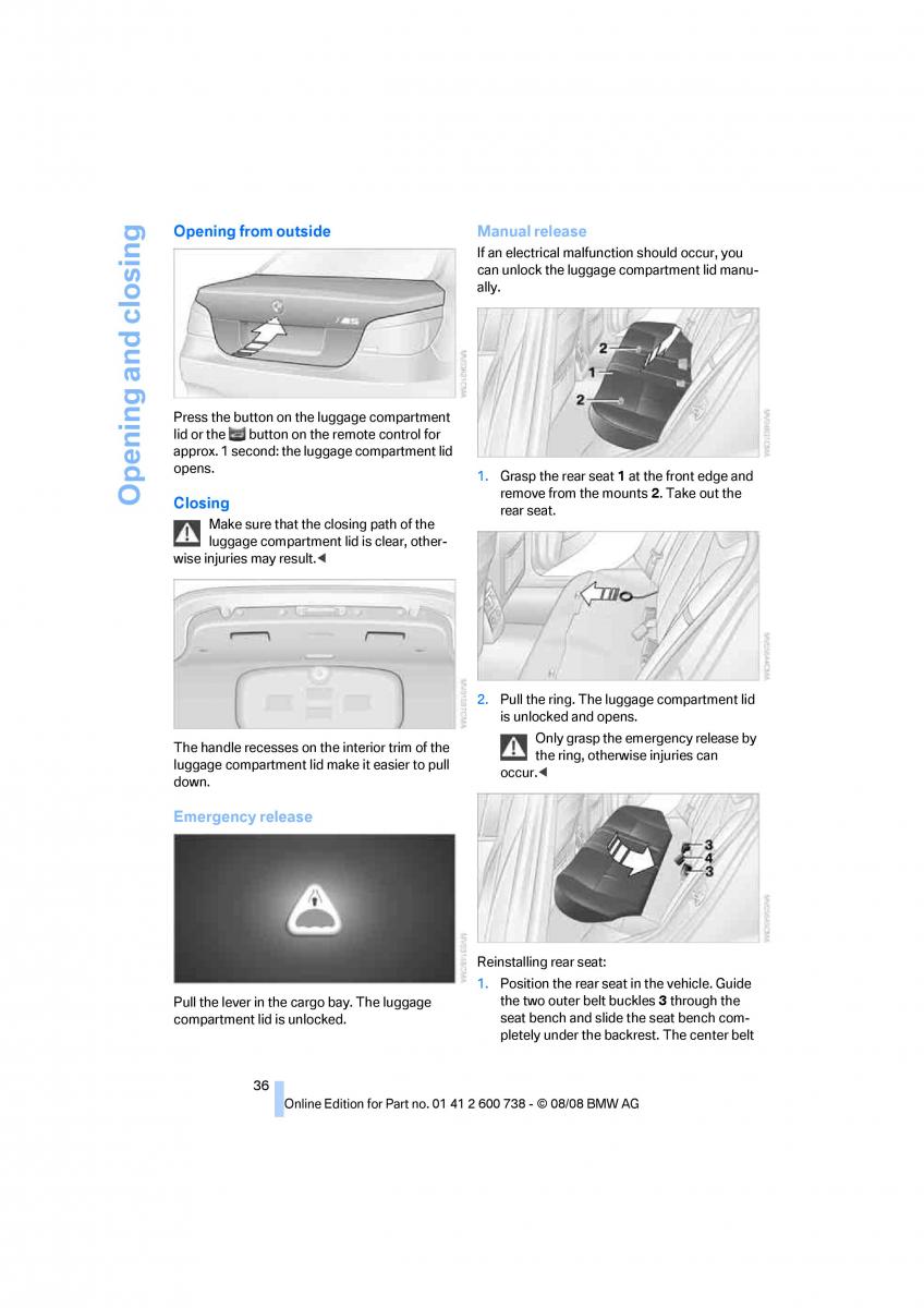 BMW M5 E60 M Power owners manual / page 38