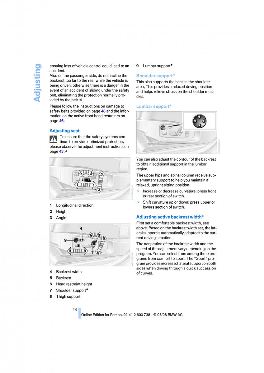 BMW M5 E60 M Power owners manual / page 46