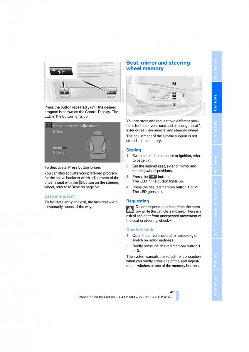 BMW M5 E60 M Power owners manual / page 47