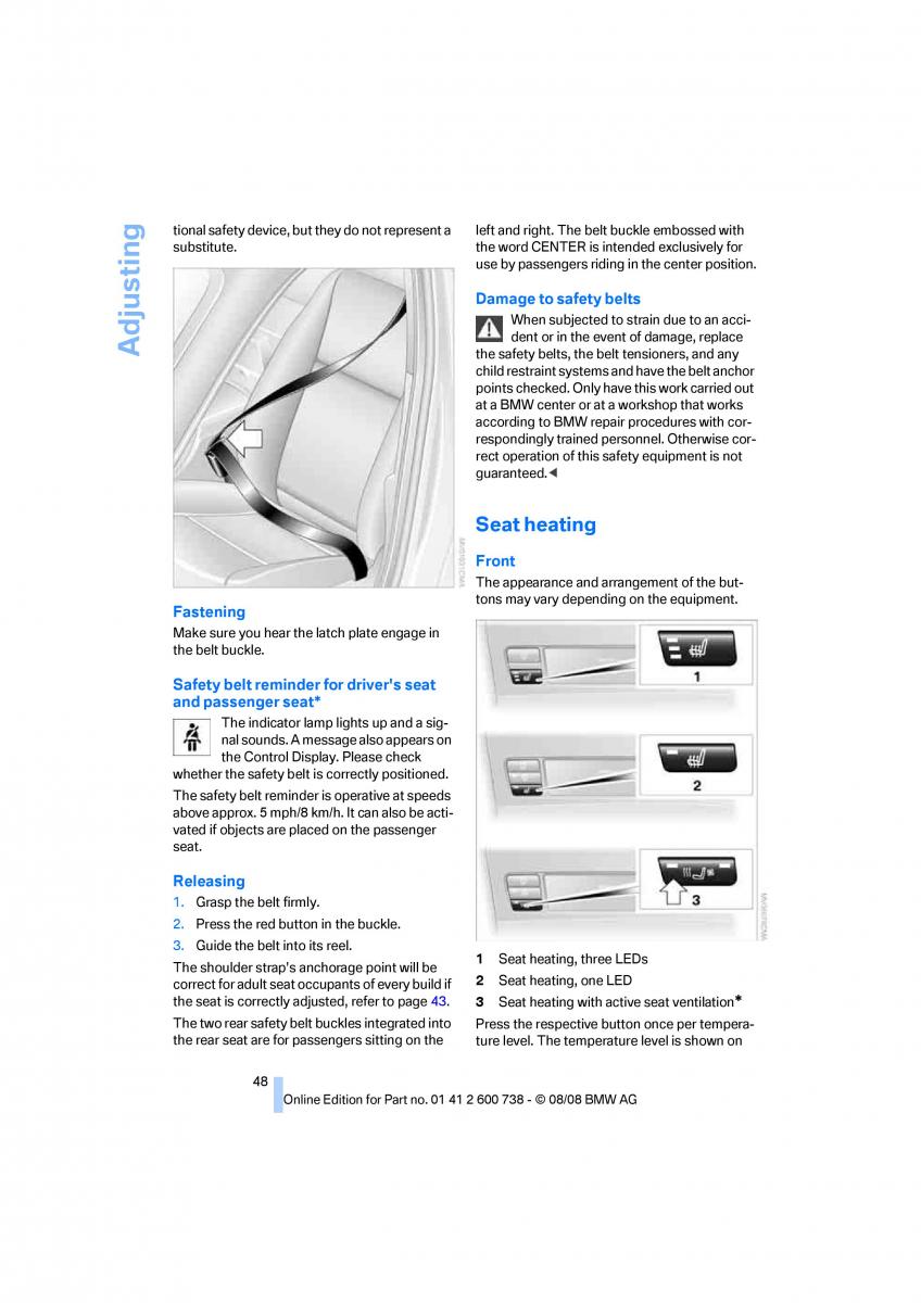 BMW M5 E60 M Power owners manual / page 50