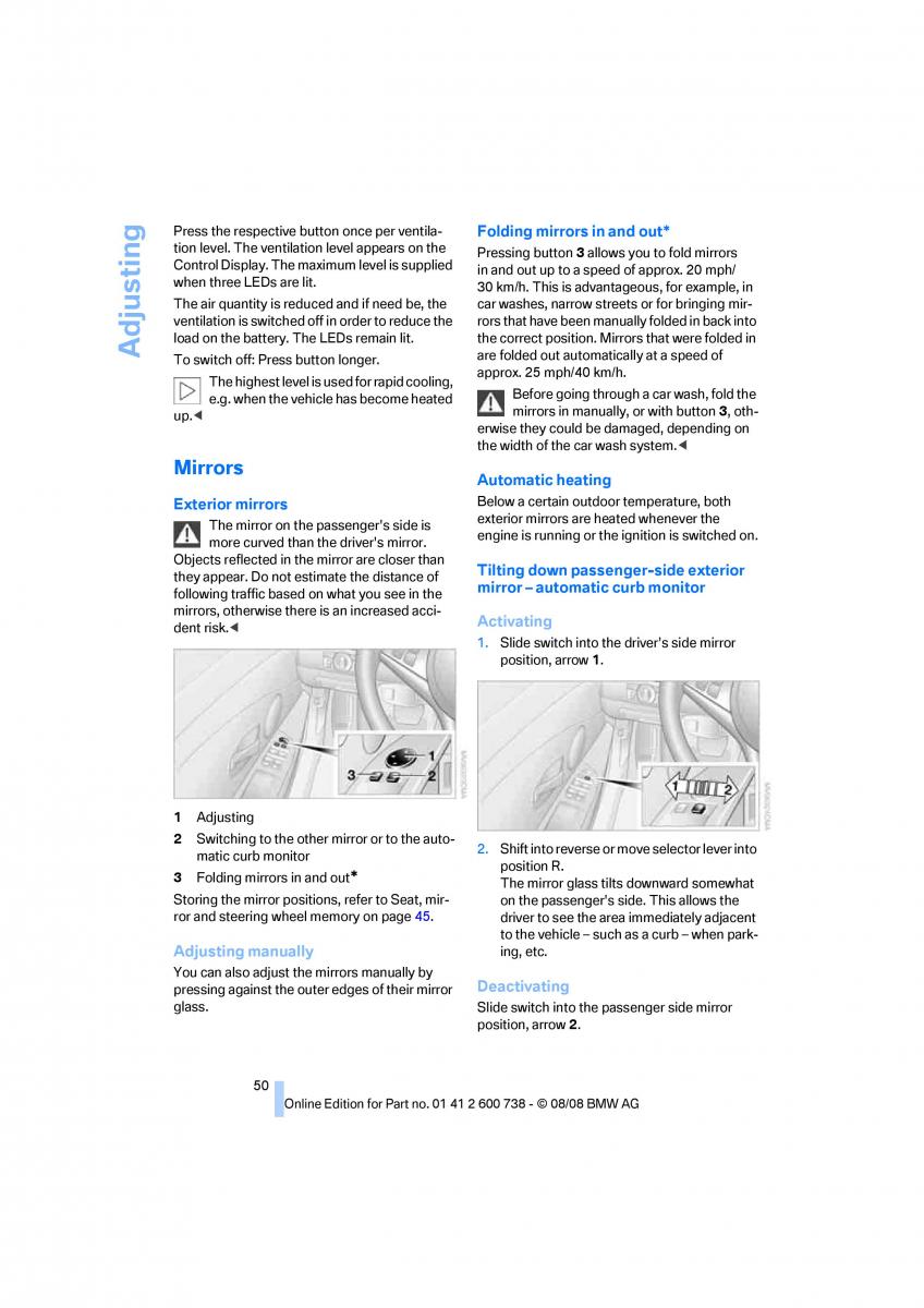 BMW M5 E60 M Power owners manual / page 52