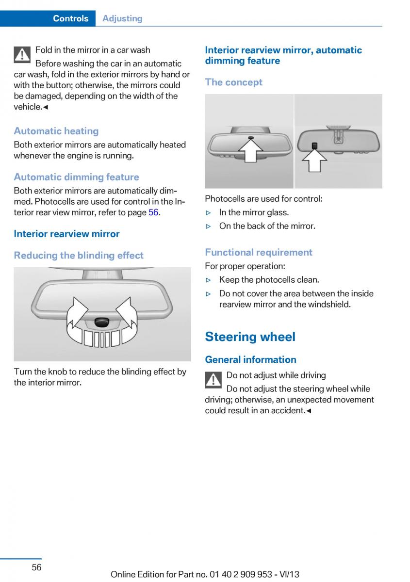 BMW M5 F10 M Power owners manual / page 56