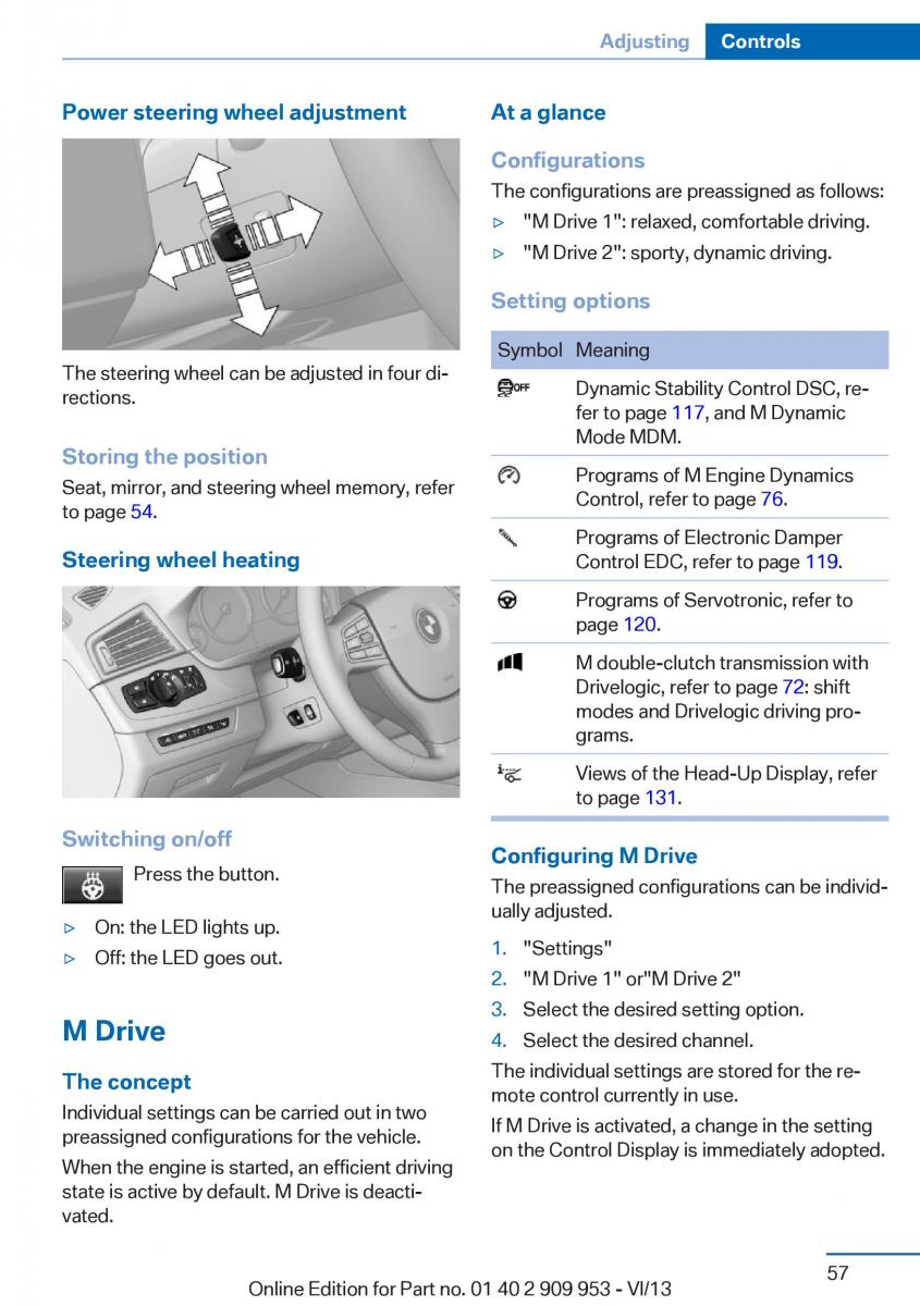 BMW M5 F10 M Power owners manual / page 57