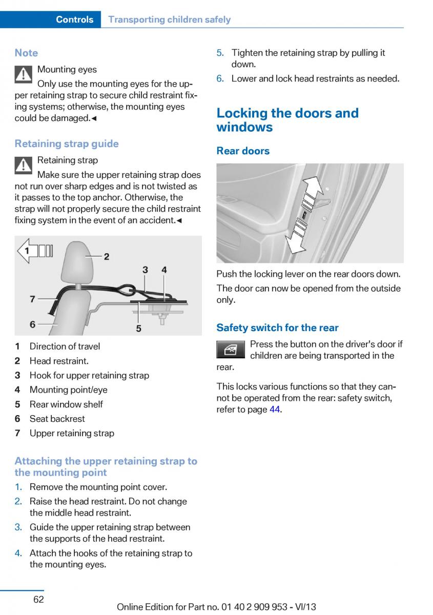 BMW M5 F10 M Power owners manual / page 62