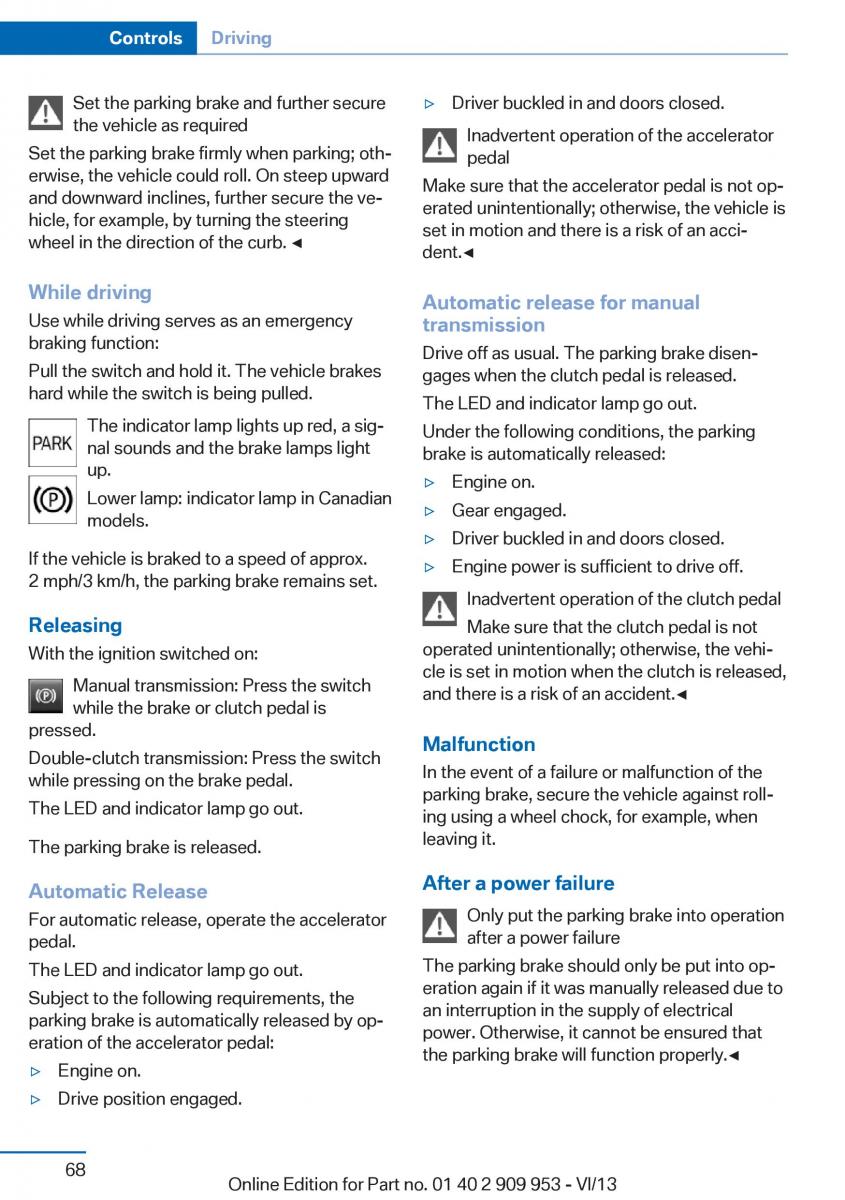 BMW M5 F10 M Power owners manual / page 68