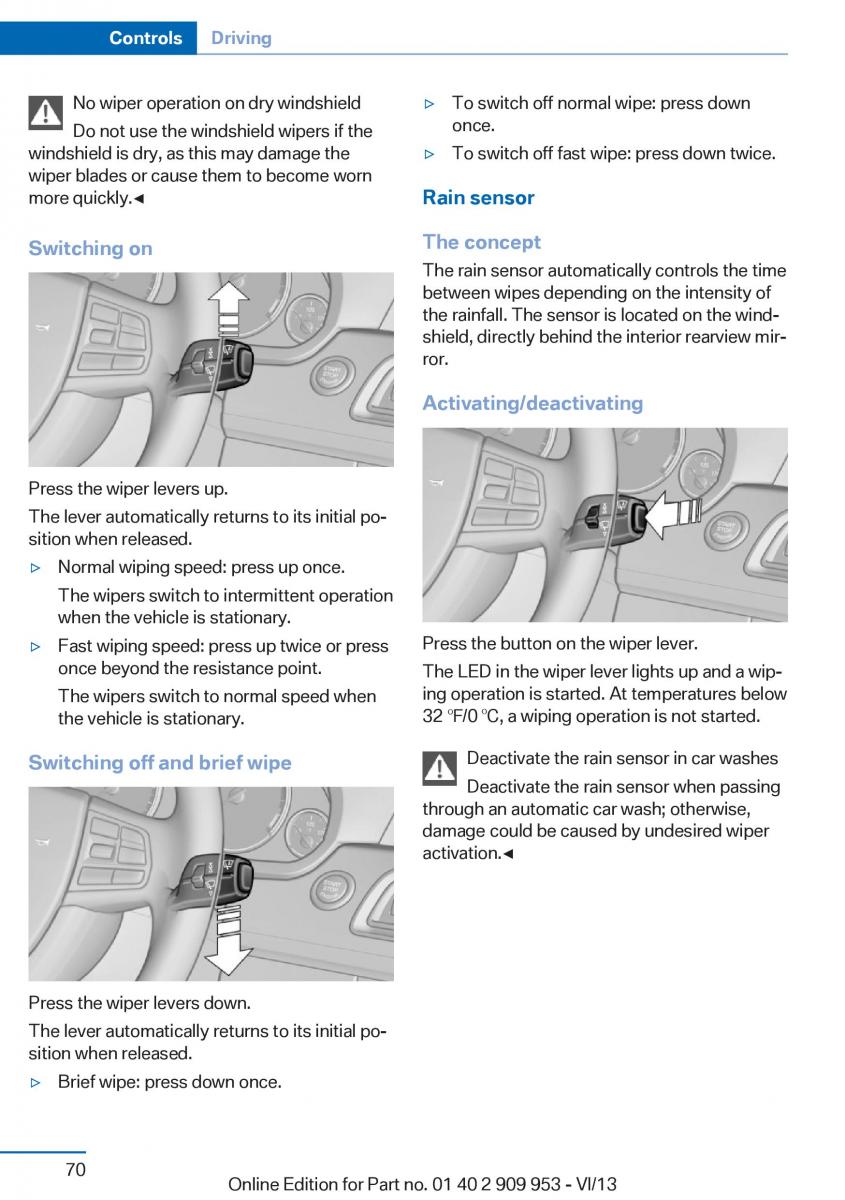 BMW M5 F10 M Power owners manual / page 70