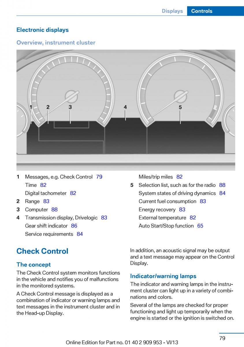 BMW M5 F10 M Power owners manual / page 79